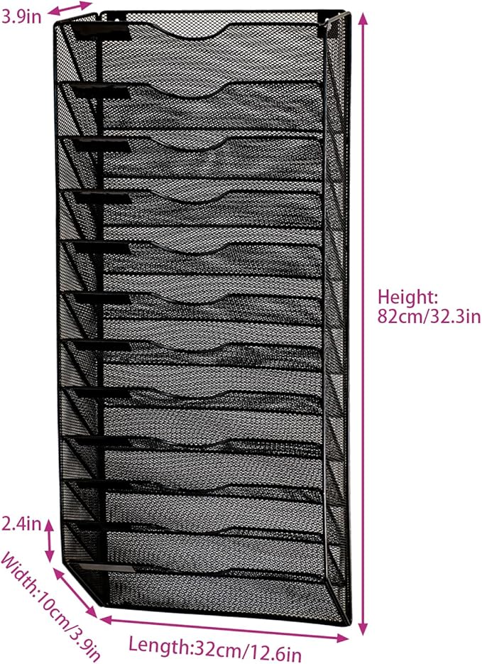 Wall Mounted File Organiser A8 Mesh in Hanging Wall File Holder Mail Organiser