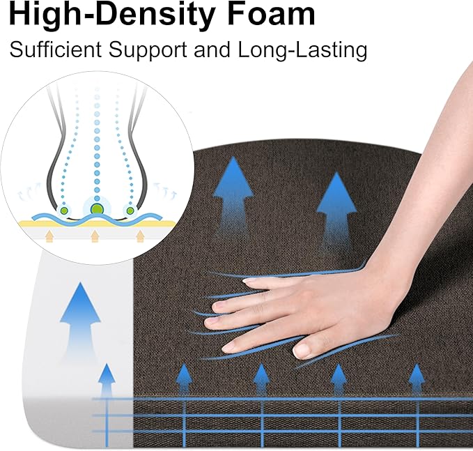 Shinnwa Kitchen Chair Cushions Set of 6, Non-Slip Dining Chair Cushions with Ties and Machine Washable Cover, 6 Pack, 17 x 16.5 x 2in, Dark Brown