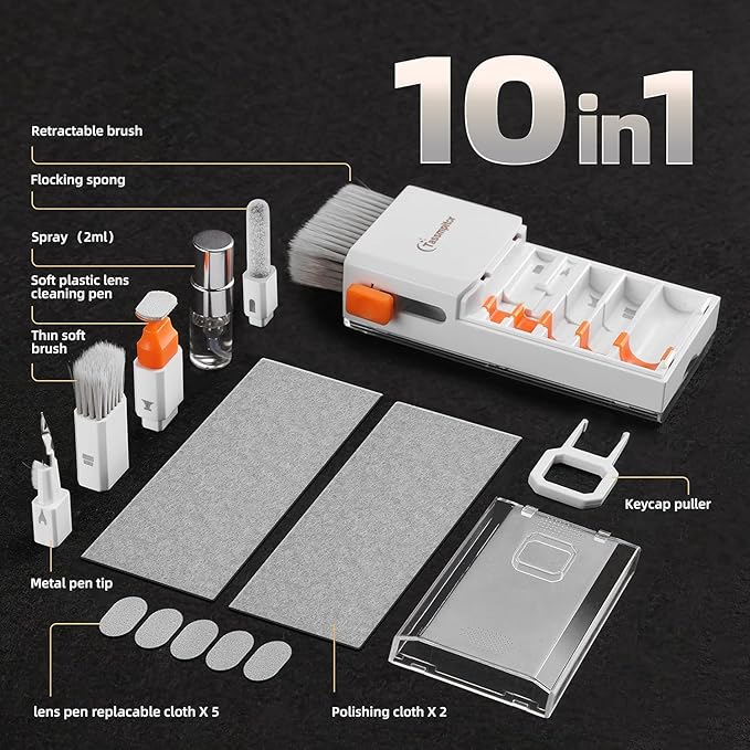 Keyboard Cleaner Laptop Cleaning Kit, All-in-One Keyboard Cleaning Kit, Laptop Cleaner Tool for MacBook iPad iPhone Computer, Portable Electronics Brush Tool for Tablet PC Camera Lens Earbuds Monitor