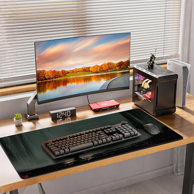 35.4 x 15.7 inch, XXL Extra-Large Gaming Mousepad, Featuring a Japanese Lone Samurai Design, a wear-Resistant, Scratch-Resistant, and Waterproof Surface, and a Non-Slip Rubber Base.