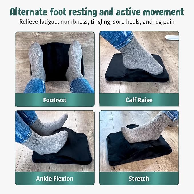2-in-1 Portable Foot Rest & Exerciser - Improve Circulation & Exercise Massage Foot Under Desk Work Office Chair, Gaming Chair & Home