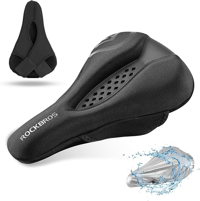 ROCKBROS Bike Seat Cover Bike Seat Cushion for Men Women Comfortable Gel Padded Bicycle Seat Cushion Compatible with Peloton, Outdoor & Indoor