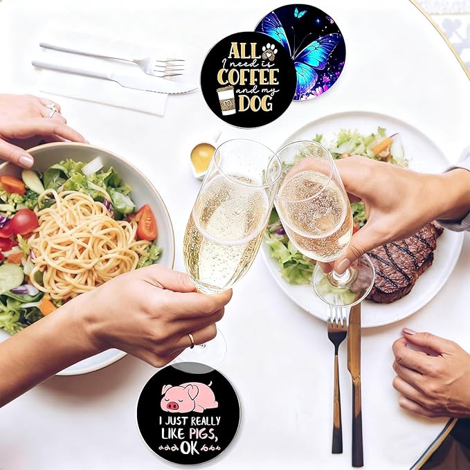 2Pack Hummingbird Ceramic Coasters Absorbent Coasters for Drinks with Cork Base,Coaster for Table Office Desk Decor Coffee Cup Wine Beer Bar Cup Mat 3.9 Inch,Hummingbird Gifts for Women,Men,Dad