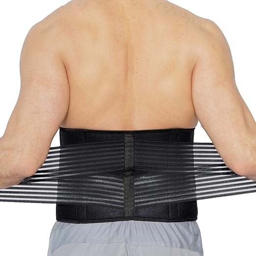 NeoTech Care Neoprene Back Brace for Men or Women - Adjustable & Breathable Lumbar Support Belt for Lower Back Pain (Black, Size S)