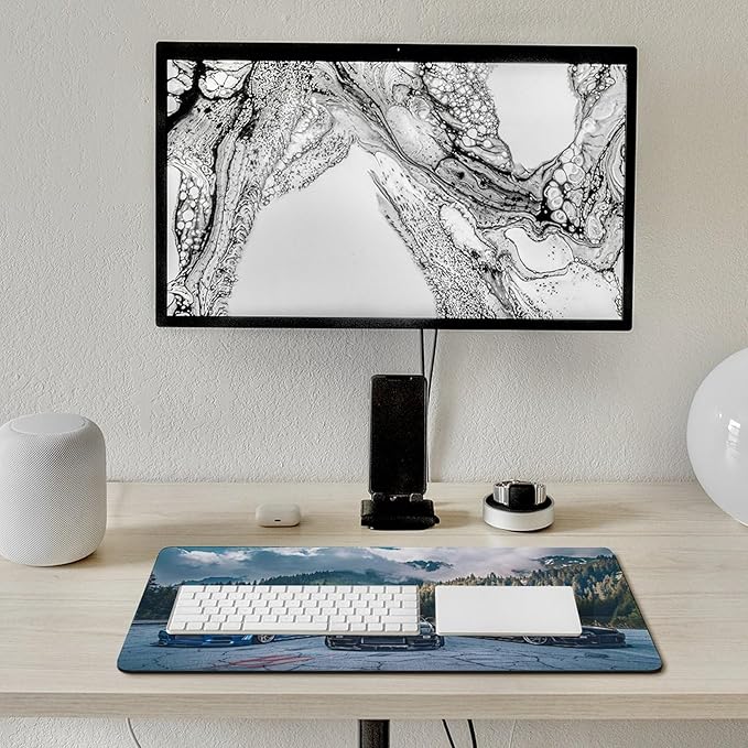 Car Gaming Mouse Pad Large Mousepad R34 Sport Car Stance Mountain Landscape Desk Mat for Keyboard and Mouse Mat Non-Slip Rubber Desk Pad 40X75cm, Style