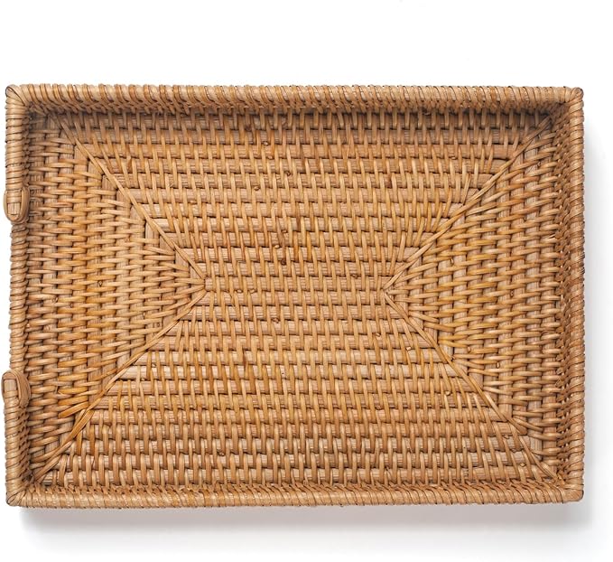 Rattan Letter Tray, Wicker Desk Tray, Woven Desk Organizer, A4 Paper, Document, File, Mail, Magazine Storage Basket for Office, Classroom, Home Desktop