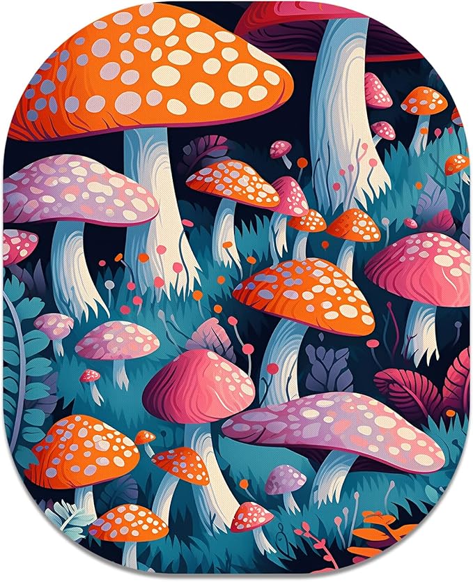Small Mouse Pad, 6 x 7 Inch, Oval Mini Mouse Pad with Non-Slip Rubber Base for Laptop Wireless Mouse Keyboard Tray Mousepad, Pretty Mushroom