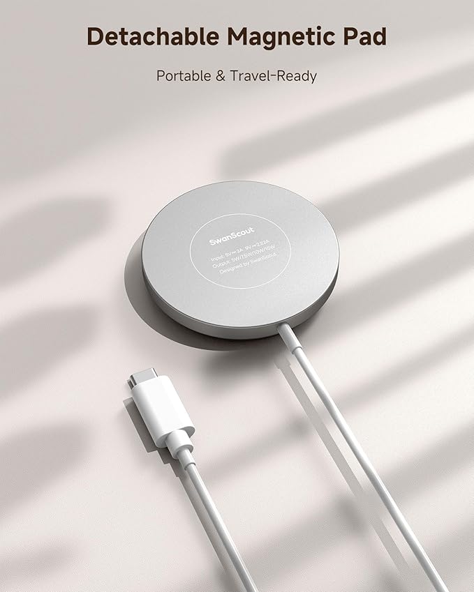 Magnetic Charger for Samsung Galaxy S26 Ultra/S26+/S26/S25/S24/Z Flip7/Z Flod7 & iPhone Air/17-12 Series, Detachable Wireless Charging Station Compatible with MagSafe