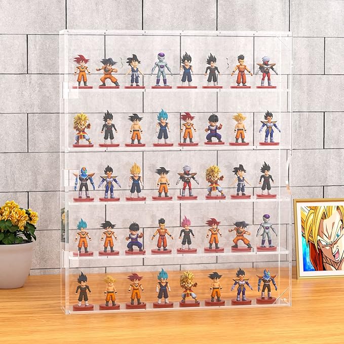 AITEE Acrylic Display Case, Display Cabinet for Mini Funko Pop Figures, Dust-Proof Clear Wall Mounted or Desktop 5 Layer Storage Mini Toys/Rock Stone, Each Compartment: 15 7/10”L x 3 2/5”W x3 4/5”H