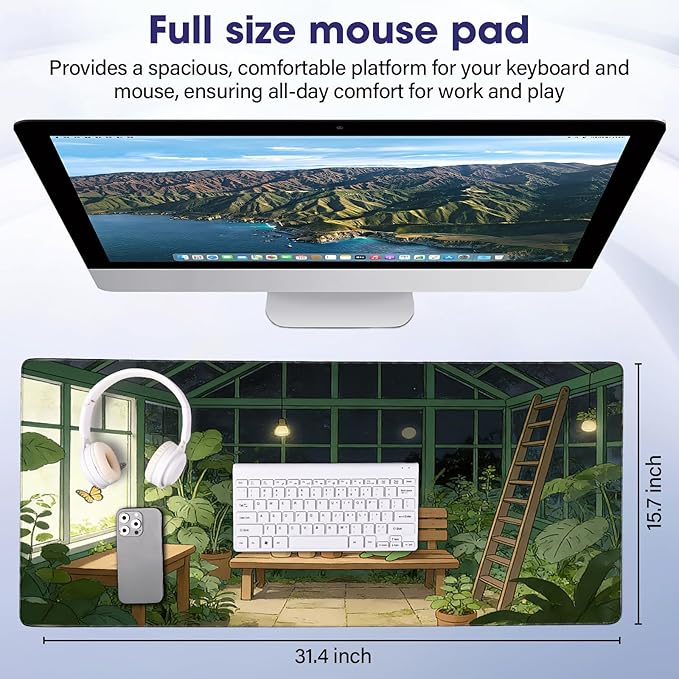 Professional Extended Gaming Mouse Pad - 31.5" x 15.7" Large Desk Mat with Stitched Edges, Waterproof Coating, Non-Slip Rubber Base for Gamers, Esports Pros, Office & Home