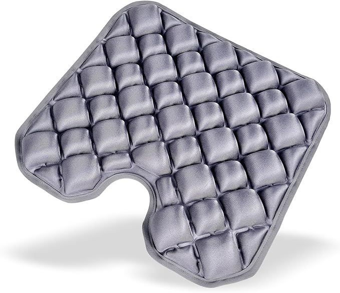 Inflatable Seat Cushion, Coccyx Cushion for Office Chair, Car & Wheelchair, Ergonomic Pressure Relief for Tailbone & Sciatica, Adjustable Firmness, Non-Slip Seat Pad for Long Sitting 16.6" × 15.8"