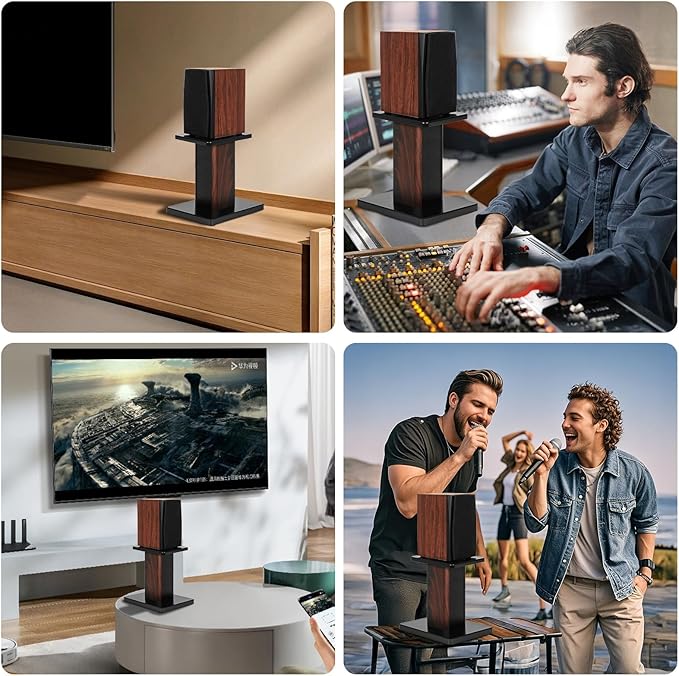 12 Inch (30CM)- Pair- Wood Speaker Stands for Home-Cinema HiFi Desktop and Satellite Speakers Monitor Stands