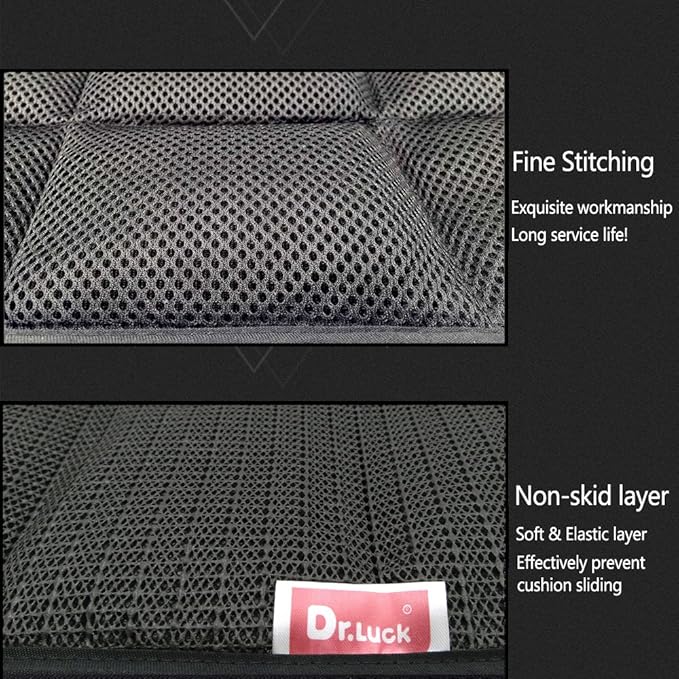 DGQ Natural Bamboo Charcoal Non-Slip Seat Cushion 17.7" 17.7"- Home Office Car Chair Cover Pad Mat (Pack of 1，Black)