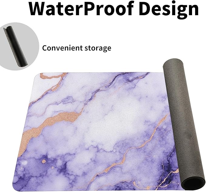 Modern Purple Marble Desk Mat, Luxurious PU Leather Desk Pad - Large Non-Slip Office Mat for a Stylish Gaming & Home Workspace, Aesthetic Desk Decor (23.6x11.8 Inch)