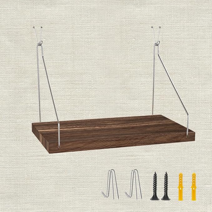 Fabric Wall Cubicle Shelf with Hooks for Work Decor, 11.8''x6'' Wooden Cubicle Organizer Storage Shelf with Hangers Cubicle Accessories for Office & Women Men Desk（1 Pack ）