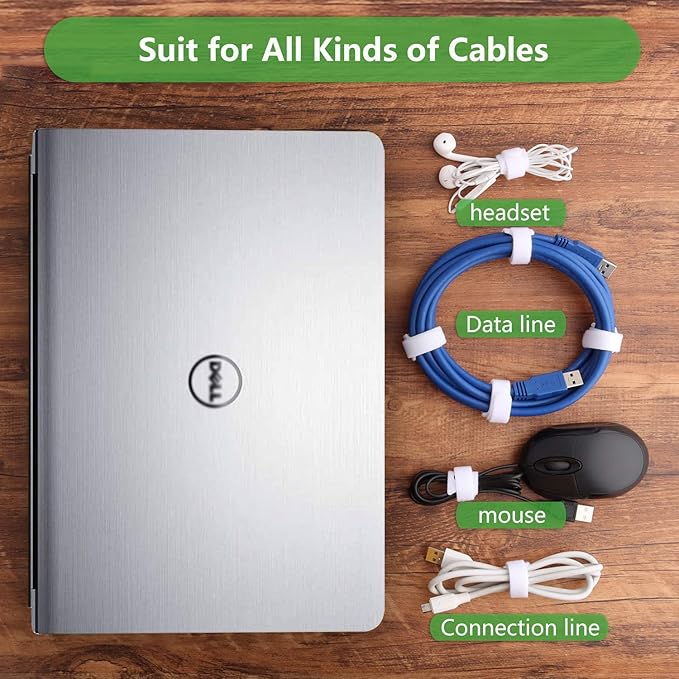 60pcs Fastening Microfiber Cloth Cable Ties Wire Management (6/7/8 Inch, White)