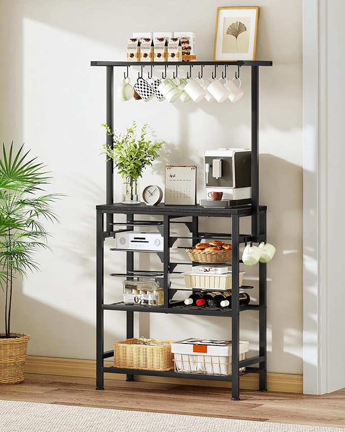 CHOEZON Pots and Pans Organizer Rack, Kitchen Bakers Rack, Multi-Tier Storage Shelf, Kitchen Island Table, Cooking Rack with Pots and Pans Storage, Black TPR60BB