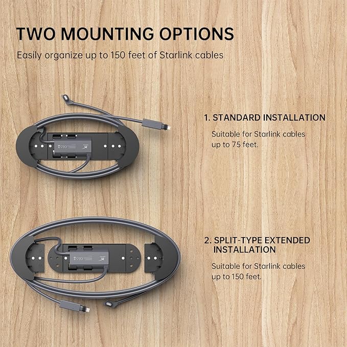 XLTTYWL Starlink Gen 3 Ethernet Cable Caddy, Star Link Mounting Kit ABS Stability StarLink V3&Gen3/4/4X Cord Management Accessories for Star Link Cable and Starling Ethernet Adapter(Black)