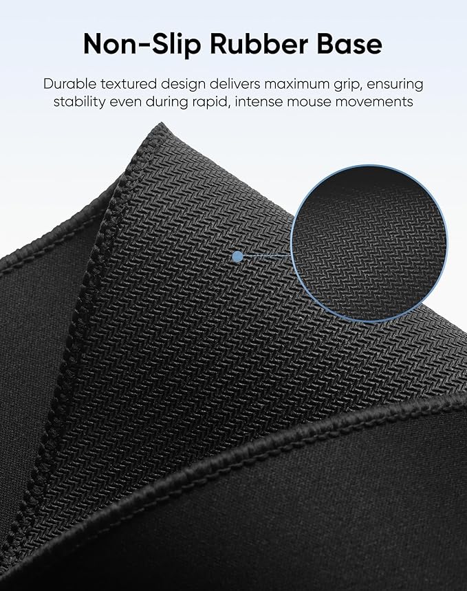 Reniteco Large Gaming Mouse Pad with Durable Stitched Edges, Non-Slip Rubber Base, Big Computer Keyboard Mouse Mat Desk Pad for Home Office Gaming Work, 31.5''x11.8''x0.12'', Black