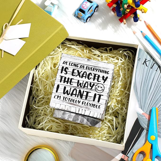 Outus Wooden Spinning Pen Holder for Desk I'll Remember It Later Pencil Holder Cute Organizer Funny Desk Decor Pencil Case Art Supply Storage Box for Home Office (White)