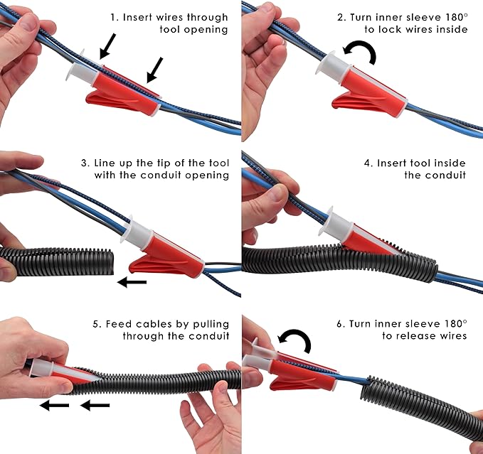 Electriduct Wire Loom Cable InsertionTool for 2" Conduit Sleeving Installation - Model CM32 | 5 Pack