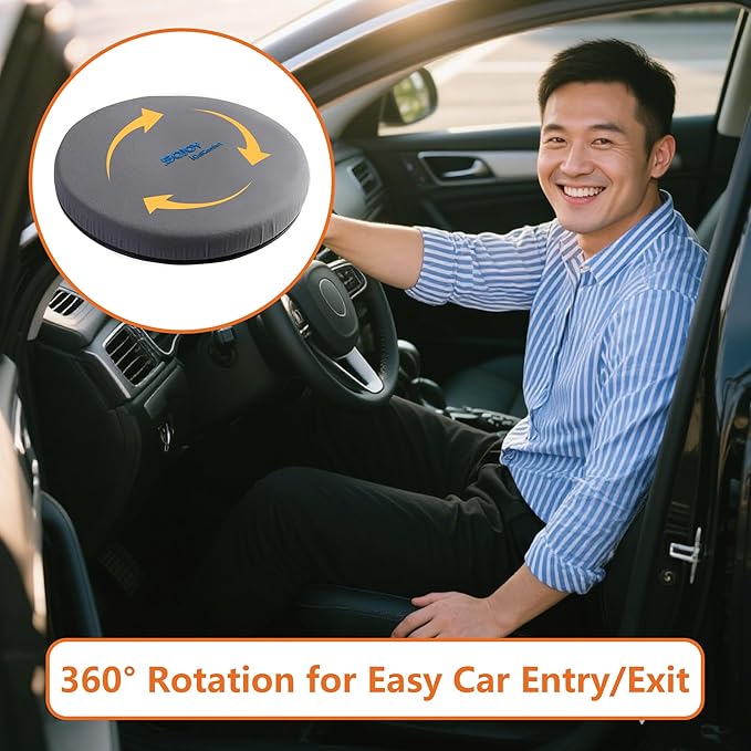 Sojoy iGelComfort Deluxe Gel Swivel Seat Cushion with Supportive Memory Foam 360 Degrees Rotating Seat Cushion for Home,Stool Chair,Office (Dark Gray, 13.5 * 13.5 * 1.75 inches)