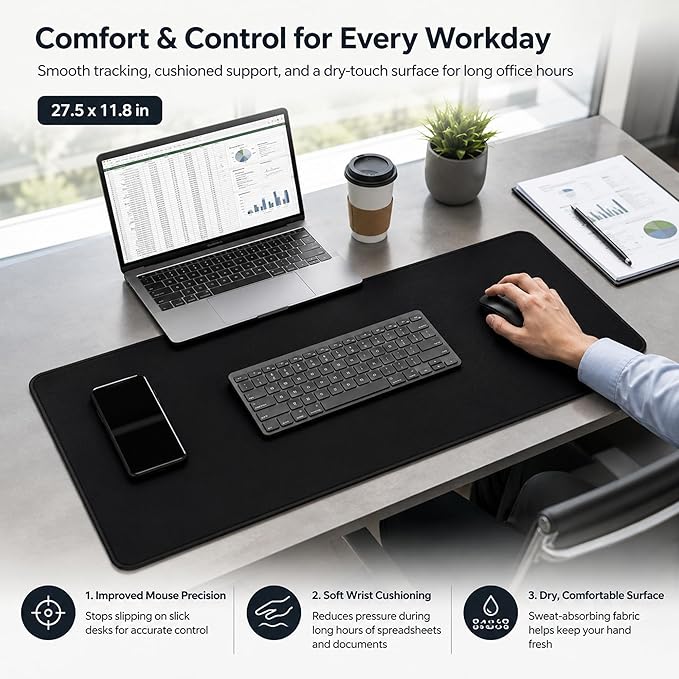 XL Gaming Mouse Pad 27.5x11.8IN Professional Large Gaming Mouse Pad & Computer Game Mouse Mat-70x30 blackus