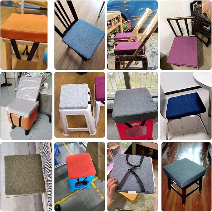 11/12/14/16 Inch Stool Cushion Square with Ties, Non-Slip Square Seat Cushion for bar stools with Machine Washable Cover(10,11x11x2in/28x28x5cm)