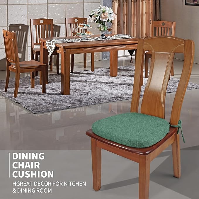 SINOSSO 1 Pack Memory Foam Chair Cushions for Dining Chair, Friendly Woven Fabric 16" U-Shape Comfortable Kitchen Chair Pad, Removable Slip Resistant Seat Cushion (1 Piece, Green)