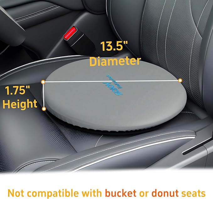 Sojoy iGelComfort Deluxe Gel Swivel Seat Cushion with Supportive Memory Foam 360 Degrees Rotating Seat Cushion for Home,Stool Chair,Office (Dark Gray, 13.5 * 13.5 * 1.75 inches)