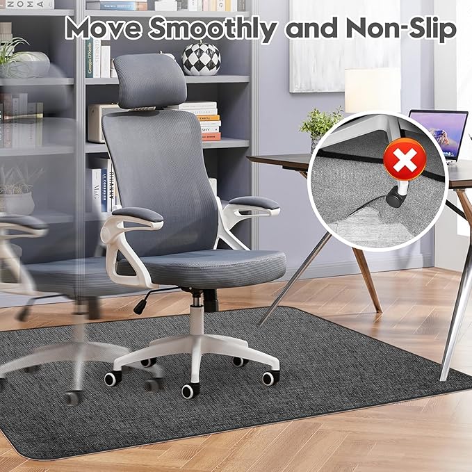 Sycoodeal Office Chair Mat for Hardwood & Tile Floor, 40" x 48" Computer Gaming Chair Mat for Rolling Chairs Non-Curve, Anti-Slip, Heavy Duty Floor Protector for Home Office (Dark Black)