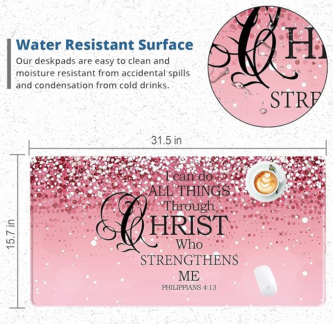 Large Desk Mat Extended Mouse Pad, Pink Cute Mousepad Desk Pad,Waterproof Durable Non-Slip Rubber Base Gaming Mousepad Desk Mat for Office/Home/Desktop,Pink Mouse Pad for Women