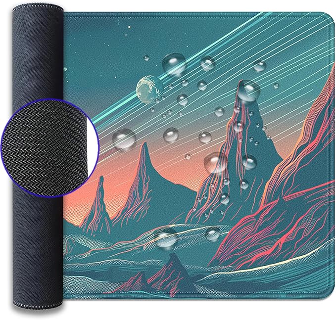 Planet Large Gaming Mouse Pad Desk Pad, 27.5x11.8in Mountains Extended Keyboard Mouse Mat with Stitched Edges,Waterproof Non-Slip Rubber Base for Office Laptop Computer Home