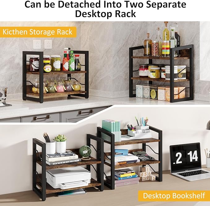Hosfais Small Bookshelf with Drawer: 4-Tier Wood Book Shelf Industrial Narrow Bookcase Storage Organizer Metal Stackable Shelves for Desktop Bedroom Living Room Home Office (Rustic Brown)