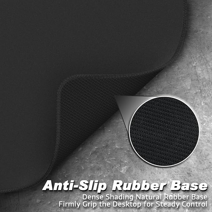 ATTACK SHARK CM02 Gaming Mouse Pad for Esports Speed Large Mouse mats for Desk Waterproof Surface Stitched Edges and Anti-Slip Rubber Base Size L Laminate 17.72” x 15.75” x 0.16” Black