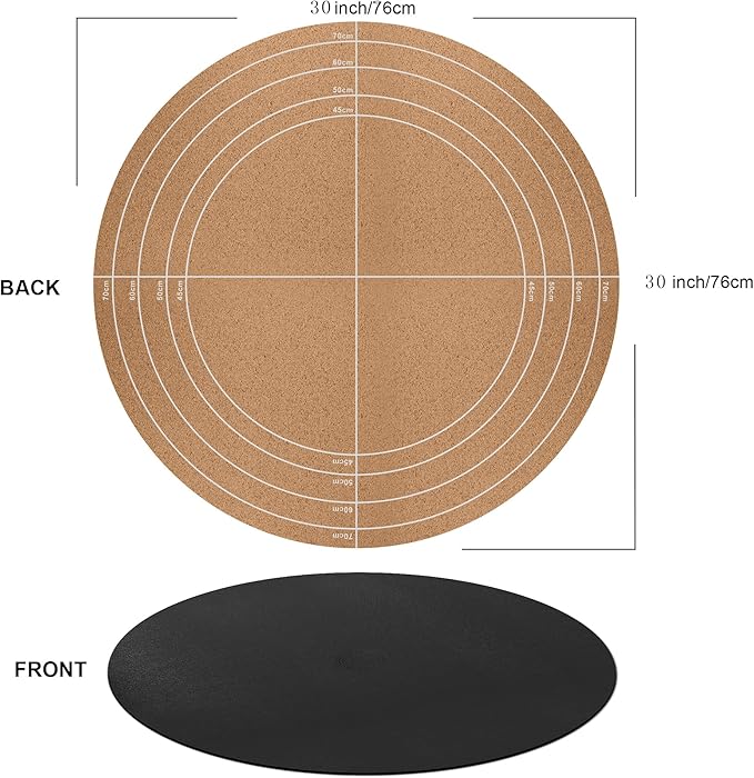 CENNBIE 30/24/20/18 Inches Round Table Mat - Cork Leather Table Pad - Suitable as Side Dining Coffee Table Cover Protector (Black)