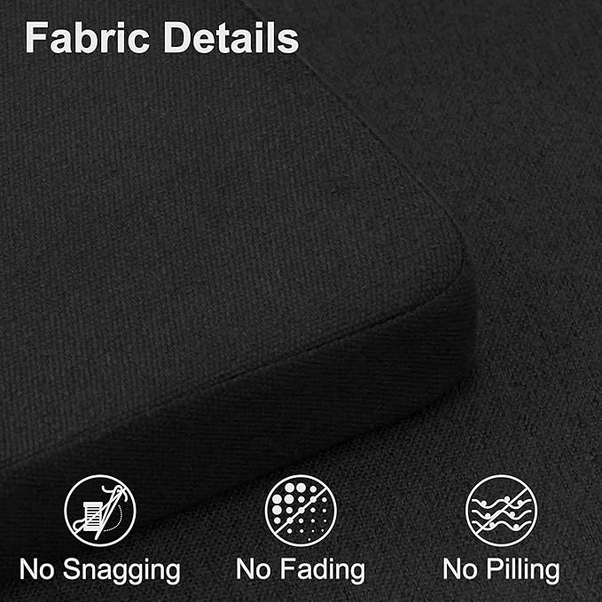 Shinnwa Kitchen Chair Cushions, Non-Slip Dining Chair Cushions with Ties and Machine Washable Cover, 17 x 16.5 x 2in, Black