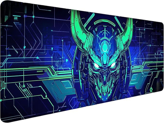 Japanese Samurai Mask Desk Mat Futuristic Fantasy Mask XL Mouse Pad Large Mousepad Extended Laptop Keyboard Mat Gaming Desk Pad Mouse Mat 31.5"x11.8" Office Computer Keyboard Laptop Home
