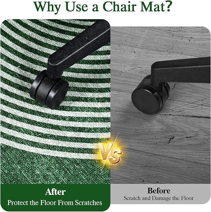 Office Chair Mat for Hardwood Floor & Tile Floor,48"X 60" Heavy Duty Desk Chair Mat for Hard Floors, Under Desk Rug for Rolling Computer Chair,Anti Slip,Low Pile Carpet Protector-Convex Geo Green