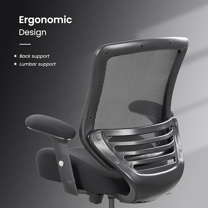 BOLISS Office Chair Mesh Ergonomic Super Soft Thick and Wide Cushion Computer Desk Chair Height Adjustable Arms and Lumbar Support Reduce Back Pain (Black)