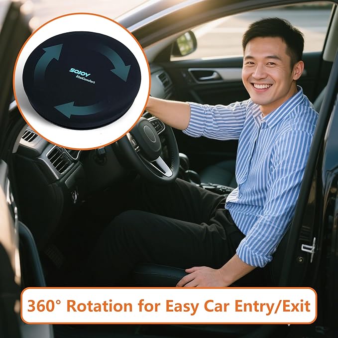 Sojoy iGelComfort Deluxe Gel Swivel Seat Cushion with Supportive Memory Foam 360 Degrees Rotating Seat Cushion for Home,Stool Chair,Office (Black, 13.5 * 13.5 * 1.75 inches)