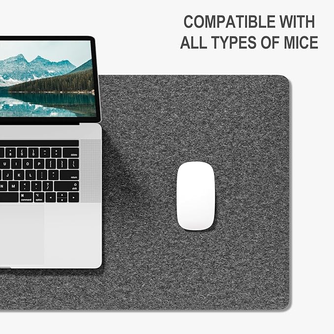 Auhoahsil Felt Desk Mat, Minimalist Large Mouse Pad XL 31.5 x 11.8 in, Desk Matt for Desktop, Keyboard, Laptop, Computer, Office, Work from Home, Gaming, Gray