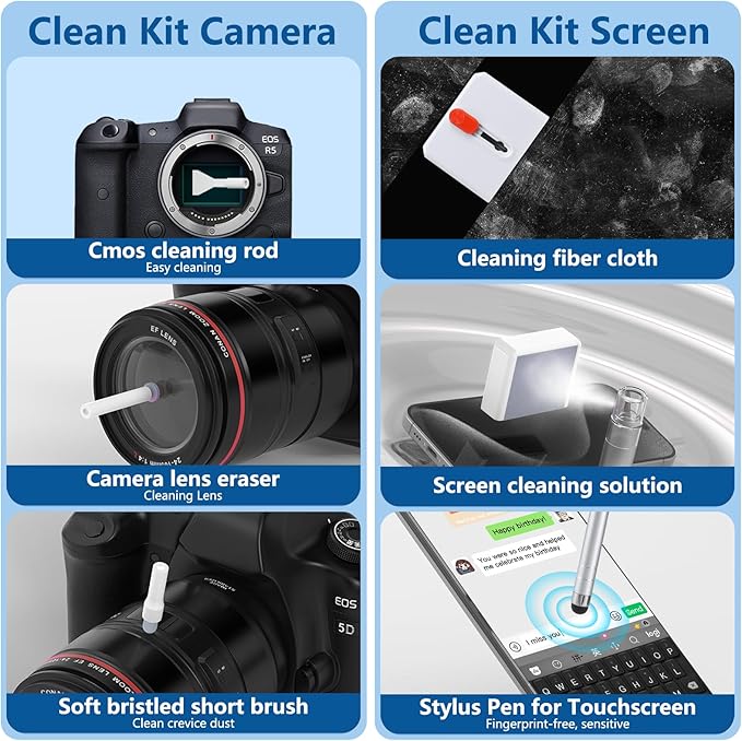 32 in 1 Cell Phone Cleaning kit with Charging Port Cleaner,Stylus Pen,SIM Tool,Keyboard Brush,Speaker Brush,Electronic Cleaning kit for iPhone,AirPods,iPad,Keyboard,MacBook,Earbud,Camera Lens(Black)
