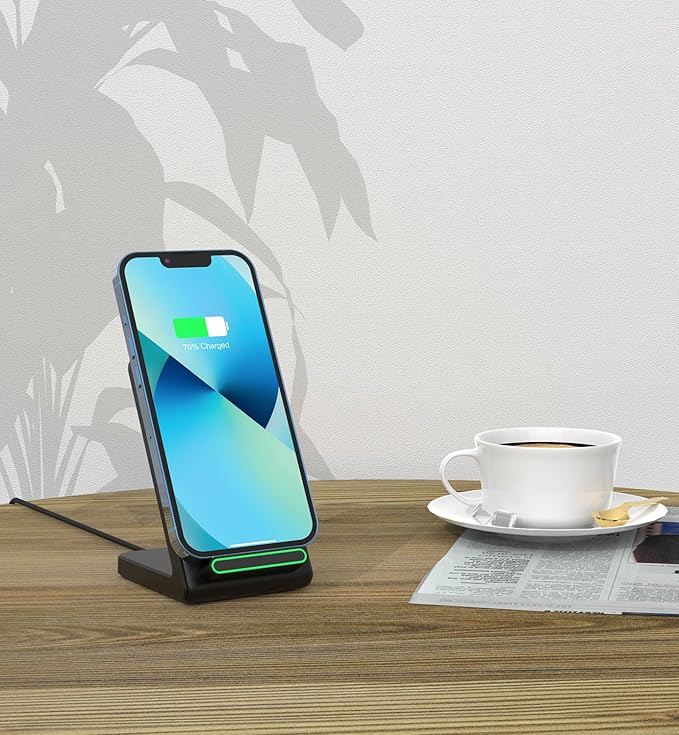 2 Pack Wireless Charger Stand, 15W Fast Wireless Charging Stand for Apple iPhone 17 16 15 14 13 12 11 XR Series, for Galaxy S25/S24/S23/S22/S21, for Google Pixel, for LG, and More. (Black_2Pack)