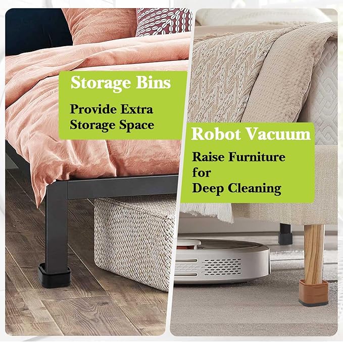 8 Pack Furniture Risers 3 Inch, Adjustable Bed Risers Heavy Duty for Table Desk Couch Chair Sofa Cabinet Bed Legs Dorm, Square Stackable Bed Raisers Blocks Lift Height 1", 2",3"or 4", White