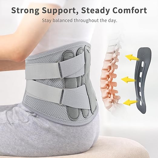 Bracoo Back Brace for Lower Back Pain Back Support Belt for Women and Men, Breathable Lumbar Support Brace with Adjustable Strap for Herniated Disc, Sciatica, Large, BP62