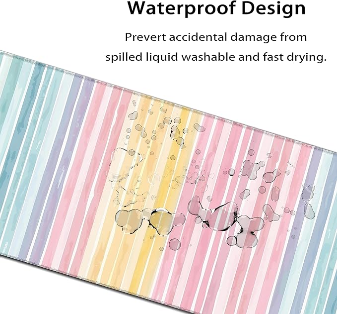 35.4 x 15.7 in, XXL Large Mouse Pad for Desk, Extended Keyboard Mouse Mat for Computer Office, Big Laptop Mouse pad, Gaming pc-Colorful Striped Rainbow