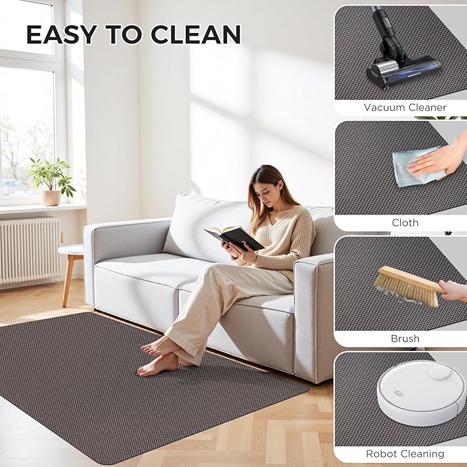 Sycoodeal Office Chair Mat for Hardwood & Tile Floor, 40" x 48" Computer Gaming Chair Mat for Rolling Chairs Non-Curve, Anti-Slip,Heavy Duty Floor Protector for Home Office (Coffee)