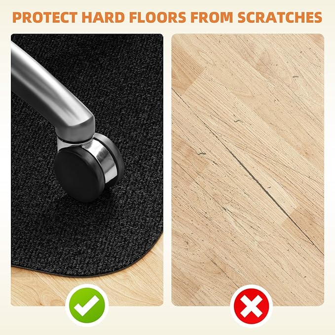 Office Chair Mat for Hardwood and Tile Floor, Computer Chair Mat, Non-Slip Floor Protector, Under Desk Mat for Rolling Chair, Slate Black(48"x36")