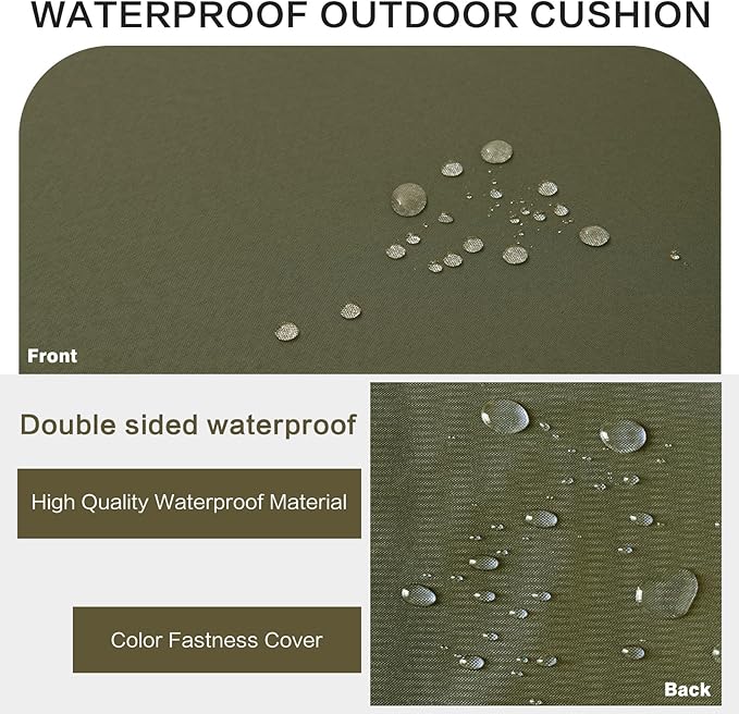 Outdoor Bench Cushion Waterproof with Memory Foam,Patio Bench Cushions for Outdoor/Indoor Furniture Porch Swing Cushion with Handle and Adjustable Strap,Sage Green,42x18 Inch